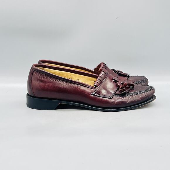 Johnston & Murphy Shoes Mens 8.5 Red Leather Kiltie Tassel Loafers Italy Dress main image 7